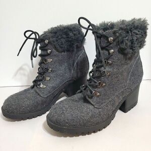 Cliffs by White Mountain Trident Boots 9M Ankle Lug Sole Faux Fur Collar Hiker